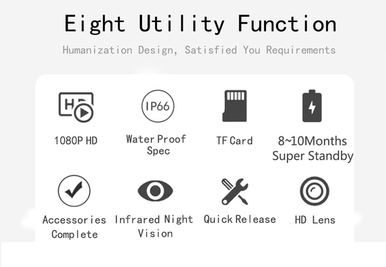 1080P IP66 Waterproof Hunting Camera PIR Night Vision High Difinition